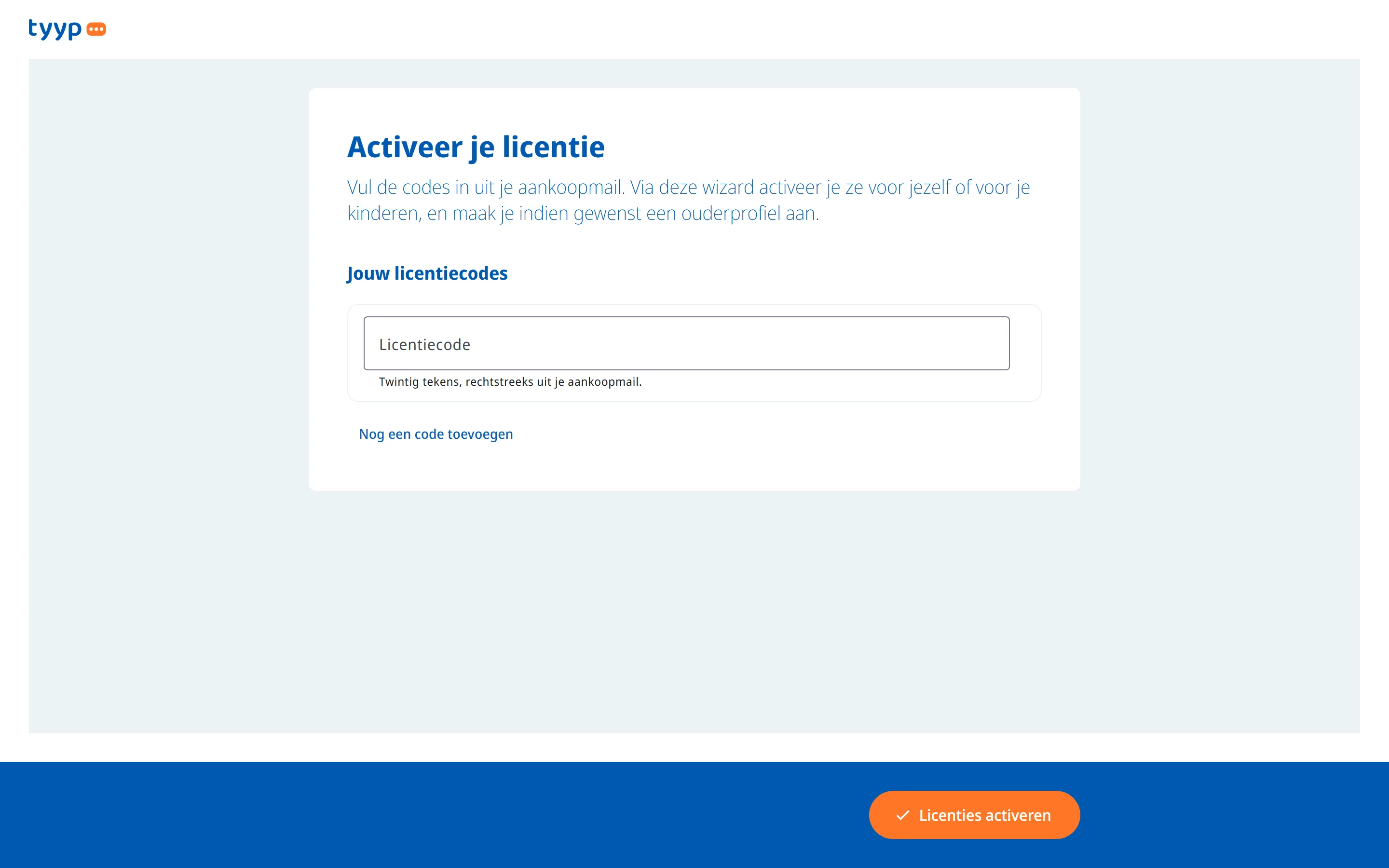 De activatiewizard met de licenties van de bestelling