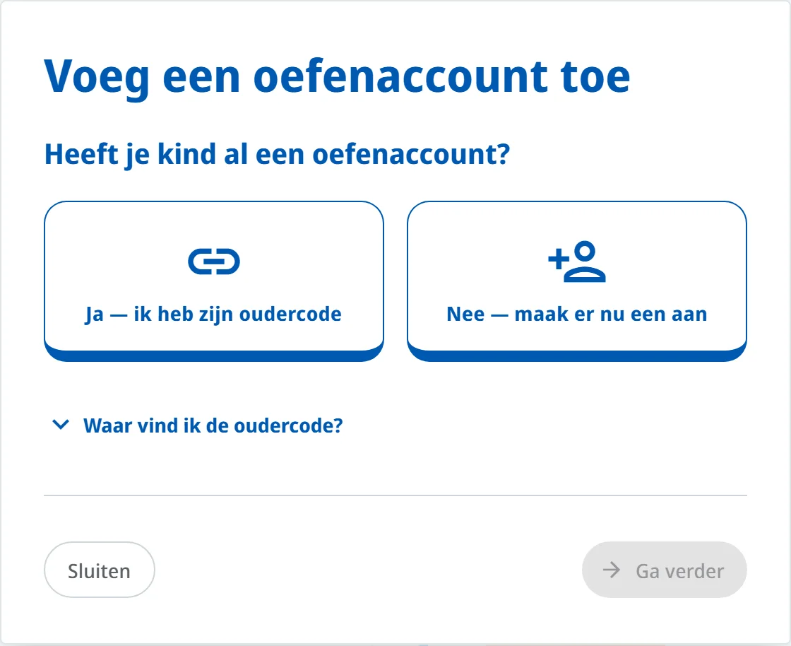 De eerste vraag van de wizard