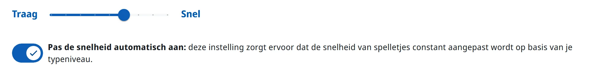 De schuifbalk voor de spelsnelheid